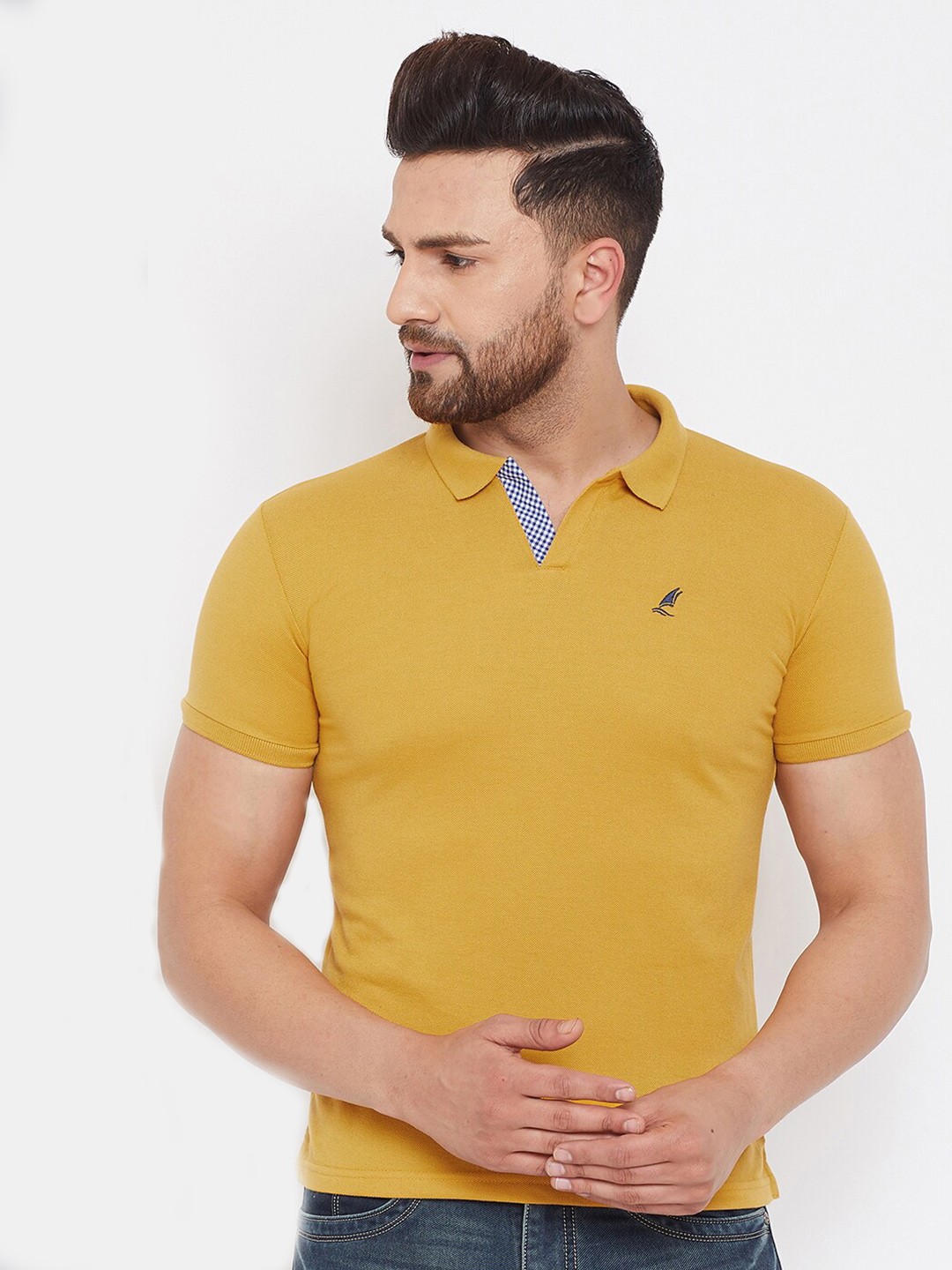 

HARBOR N BAY Polo Collar Slim Fit Pure Cotton T-shirt, Gold