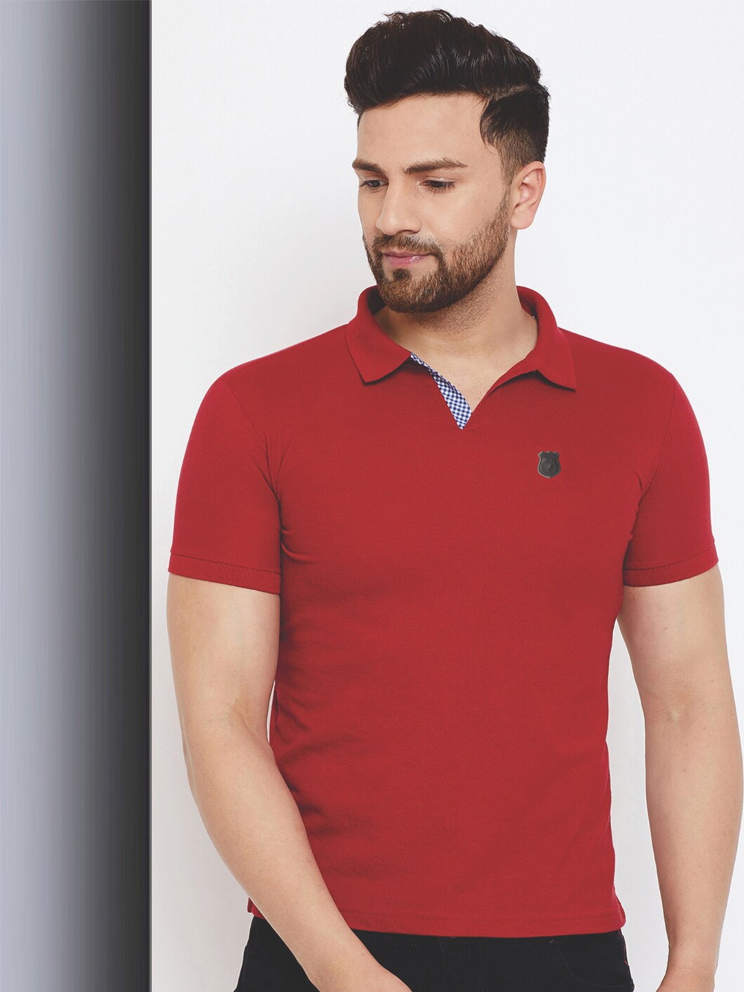 

HARBOR N BAY Polo Collar Slim Fit Pure Cotton T-shirt, Red