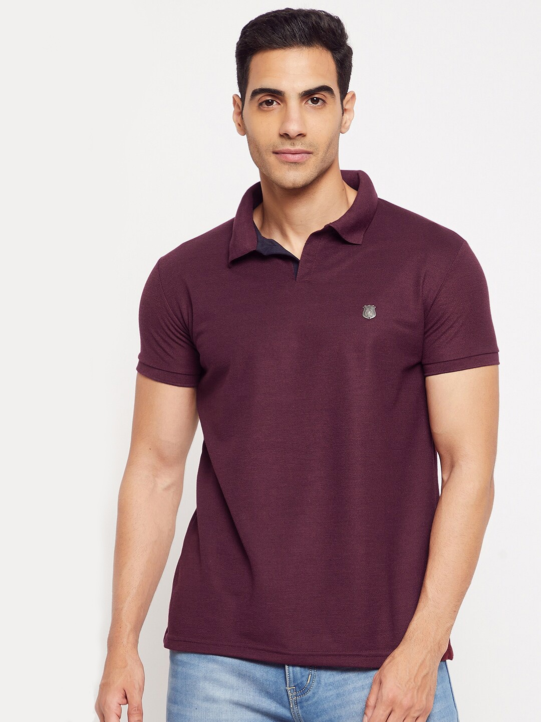 

HARBOR N BAY Polo Collar Pure Cotton T-shirt, Burgundy