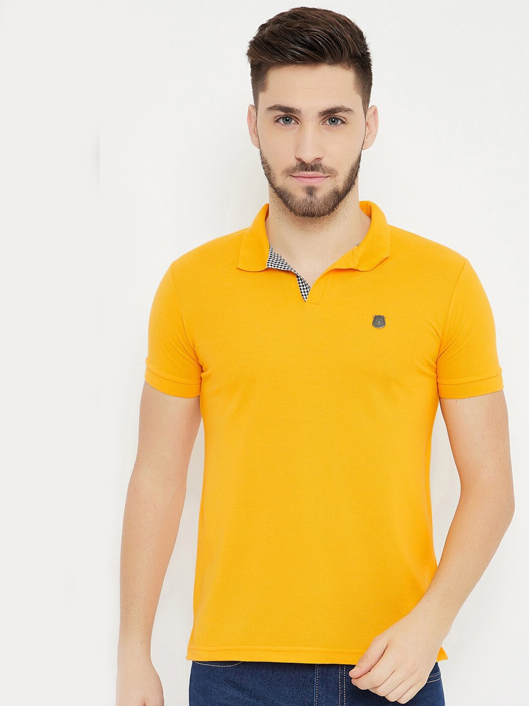 

HARBOR N BAY Polo Collar Pure Cotton T-shirt, Yellow