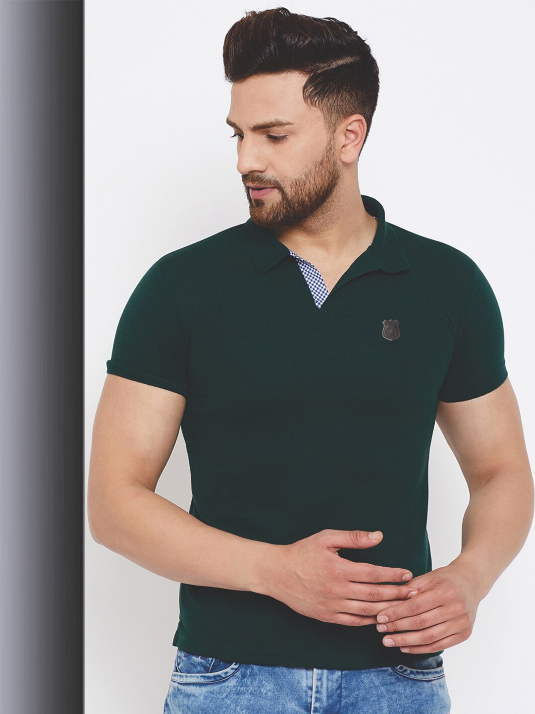 

HARBOR N BAY Polo Collar Slim Fit Pure Cotton T-shirt, Green