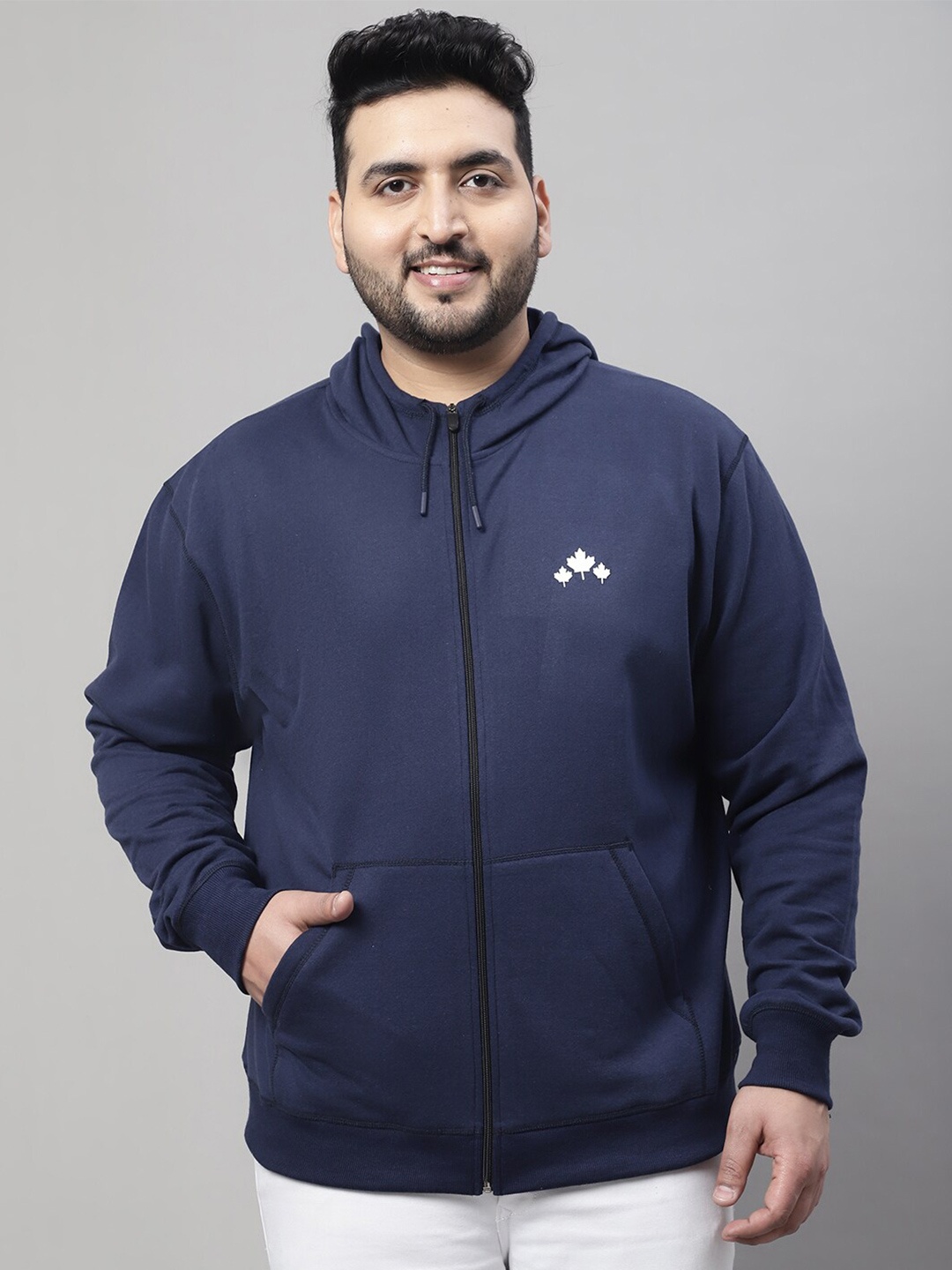 

Rute Plus Size Hooded Cotton Sweatshirt, Blue