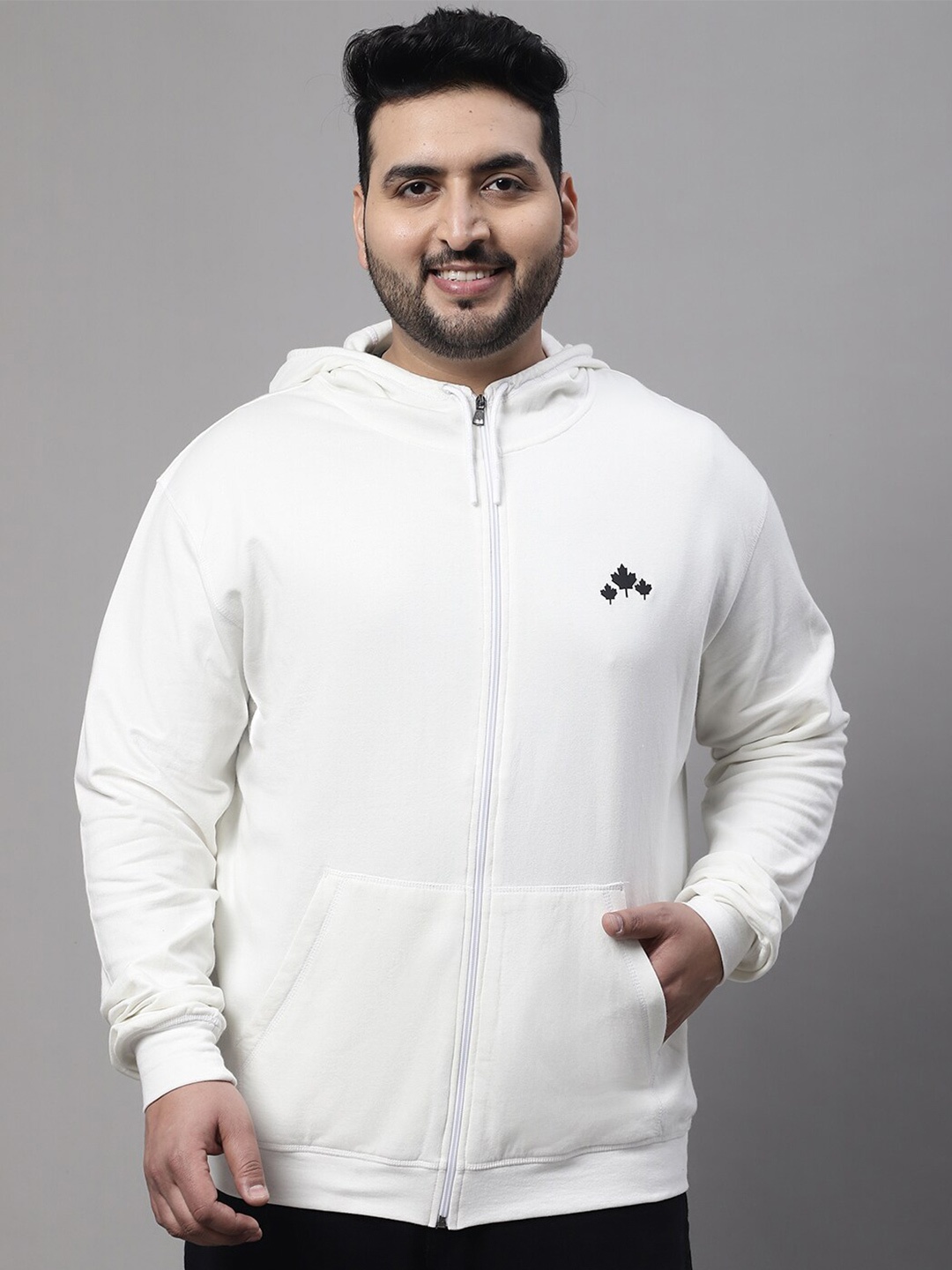 

Rute Plus Size Hooded Cotton Sweatshirt, White