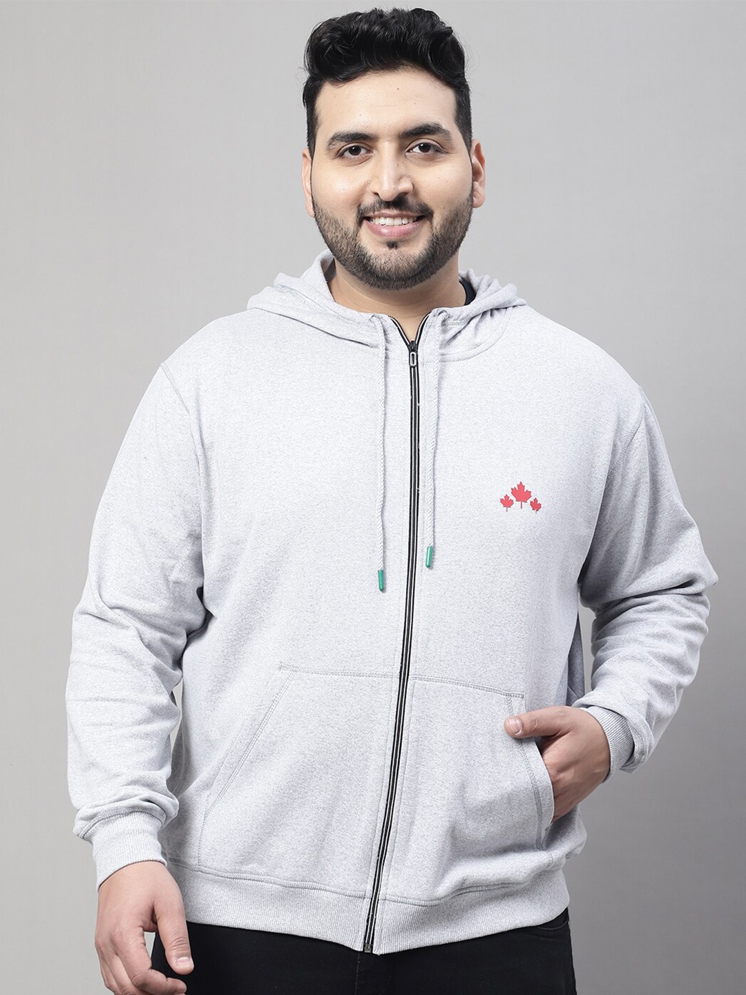 

Rute Plus Size Hooded Cotton Sweatshirt, Grey