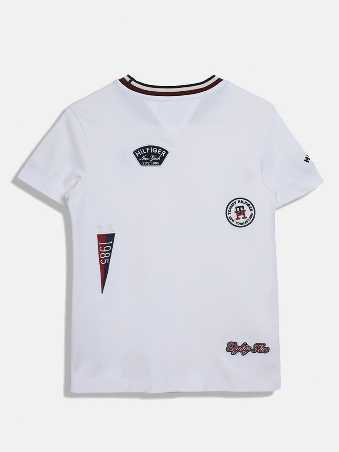 

Tommy Hilfiger Boys Round Neck Applique Cotton T-shirt, White