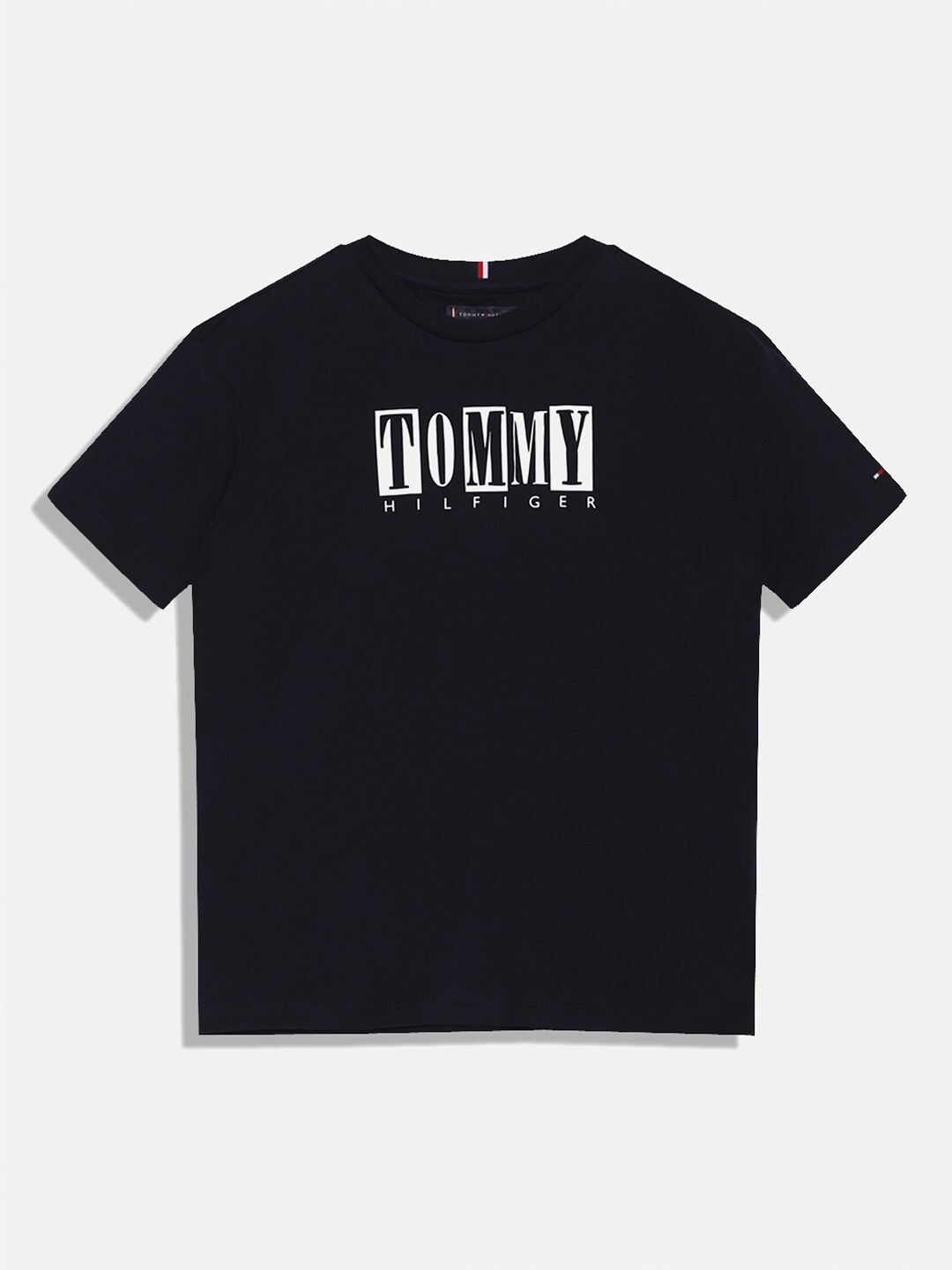 Tommy Hilfiger Boys Typography Cotton T-shirt, Black