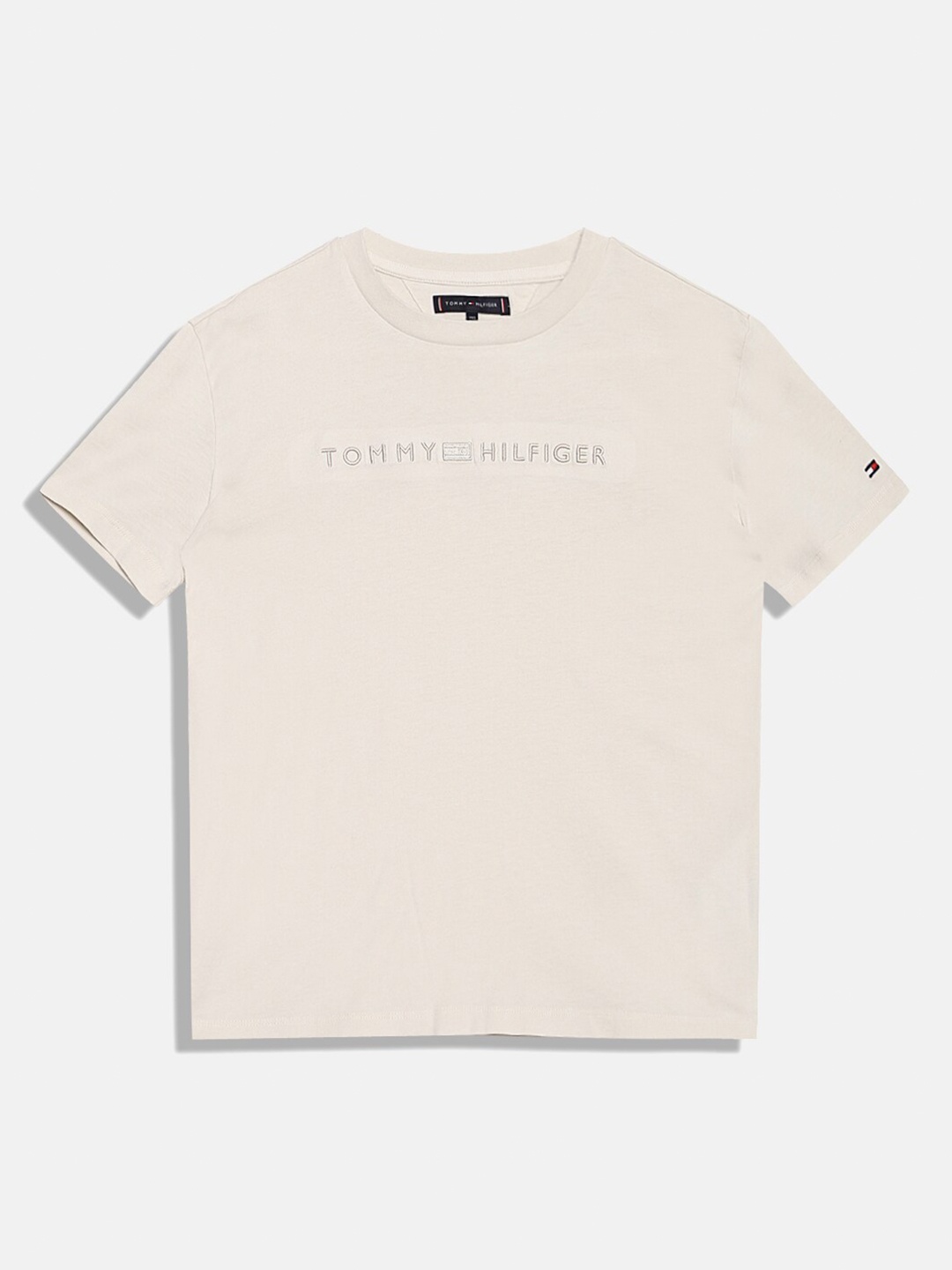 

Tommy Hilfiger Boys Round Neck Short Sleeves Cotton T-shirt, Beige