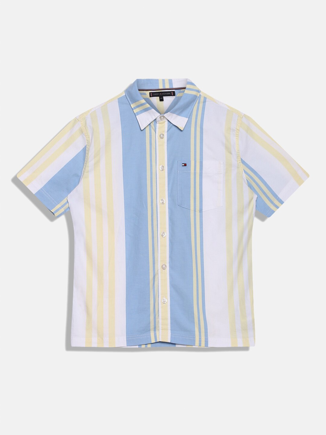 

Tommy Hilfiger Boys Opaque Striped Cotton Casual Shirt, Blue