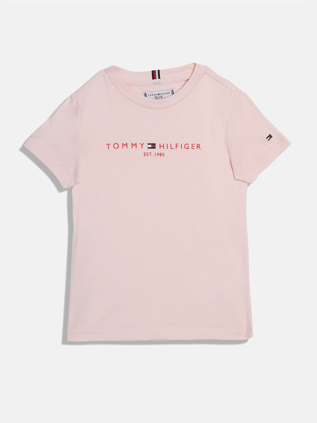 Tommy Hilfiger Boys Round Neck Short Sleeves Cotton T-shirt, Pink