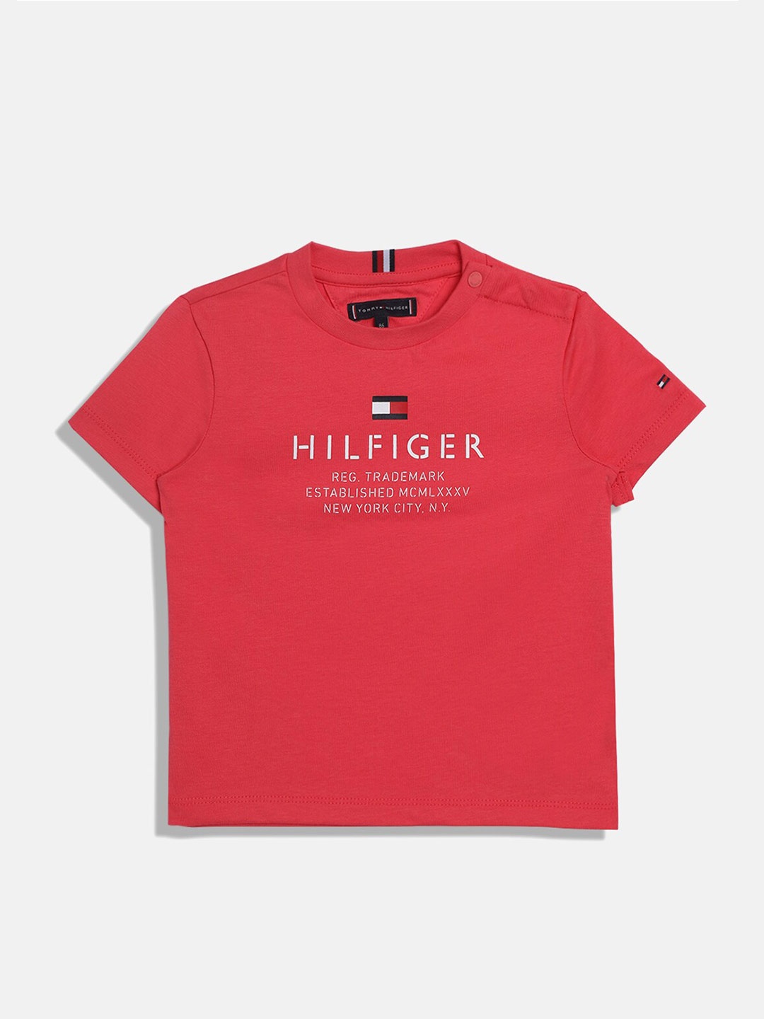 

Tommy Hilfiger Boys Typography Printed Cotton T-shirt, Pink