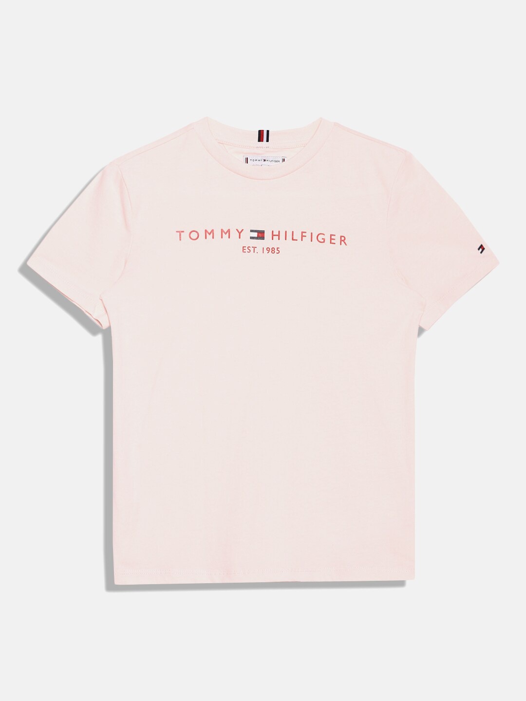 

Tommy Hilfiger Boys Typography Printed Cotton T-shirt, Pink