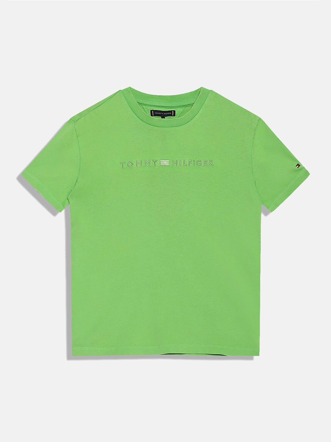 

Tommy Hilfiger Boys Embroidered Typography Cotton T-shirt, Green
