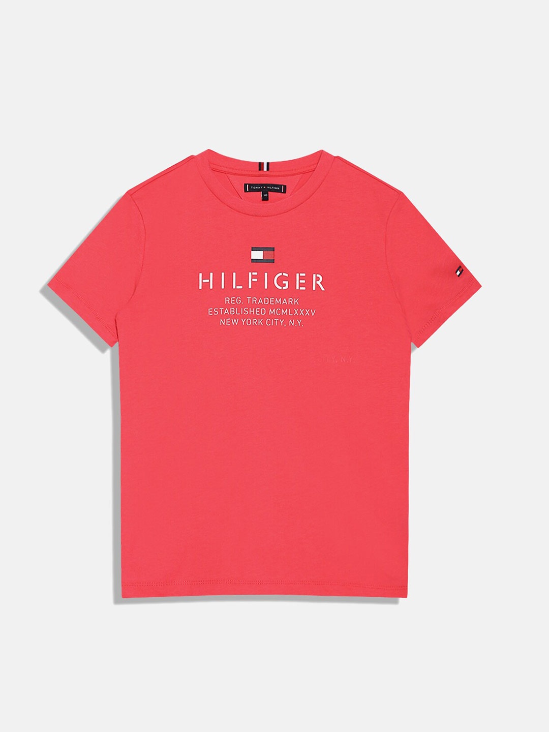 

Tommy Hilfiger Boys Typography Printed Cotton T-shirt, Red