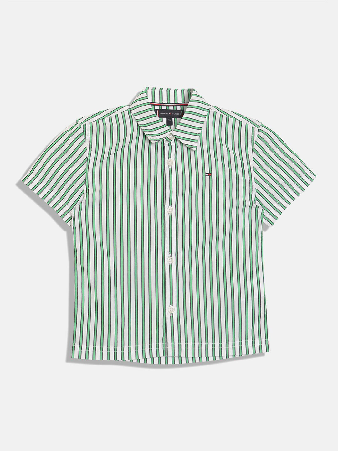 

Tommy Hilfiger Boys Opaque Striped Cotton Casual Shirt, Green