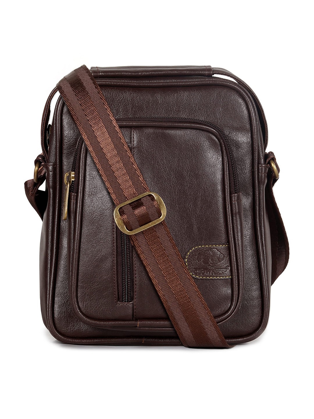 

THE CLOWNFISH Textured Structured Sling Bag, Brown