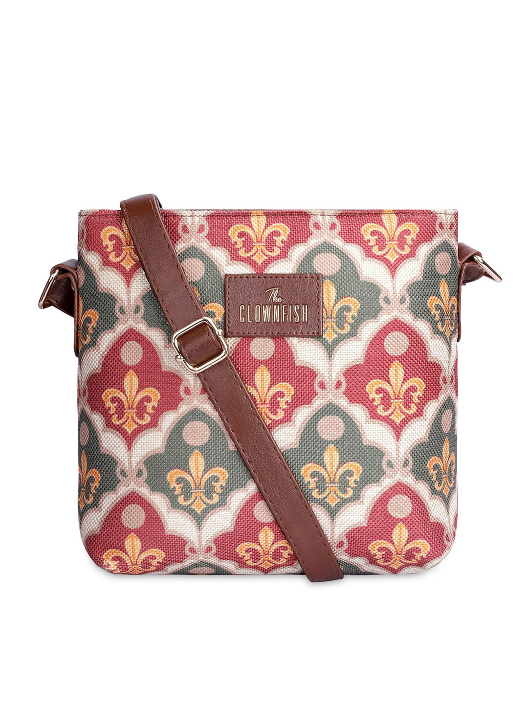 

THE CLOWNFISH Ethnic Motifs Printed Structured Sling Bag, Pink
