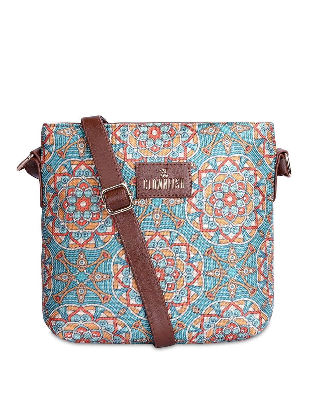 

THE CLOWNFISH Printed Structured Sling Bag, Green