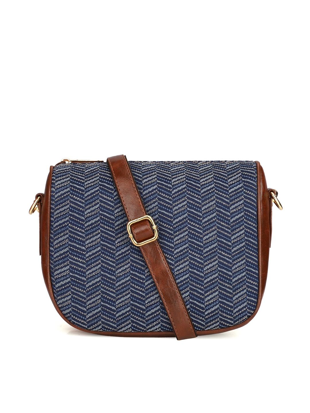 

THE CLOWNFISH Geometric Printed Structured Sling Bag, Blue