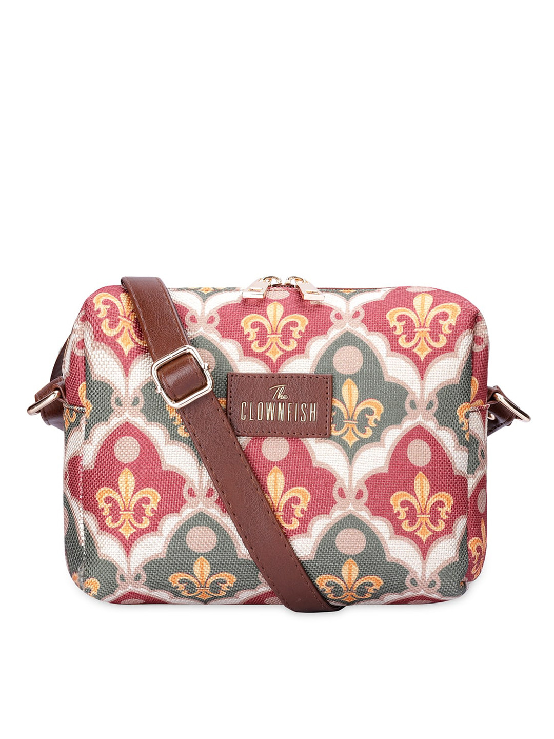 

THE CLOWNFISH Ethnic Motifs Printed Structured Sling Bag, Pink