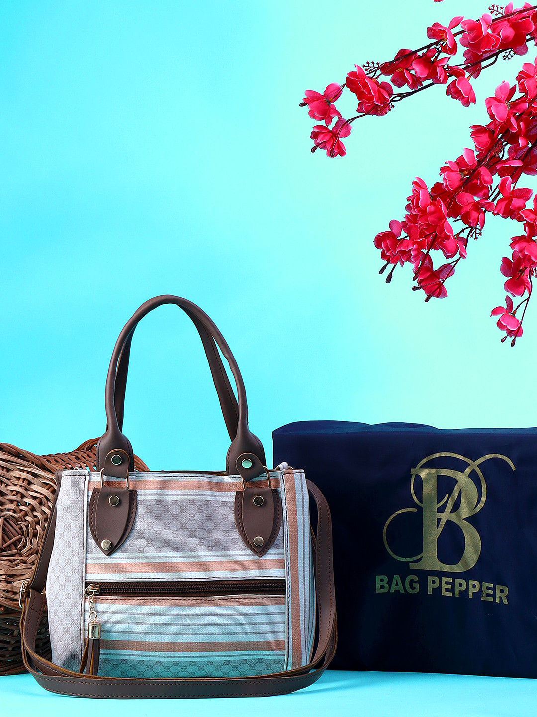 

Bag Pepper Printed Cotton Structured Handheld Bag, Orange
