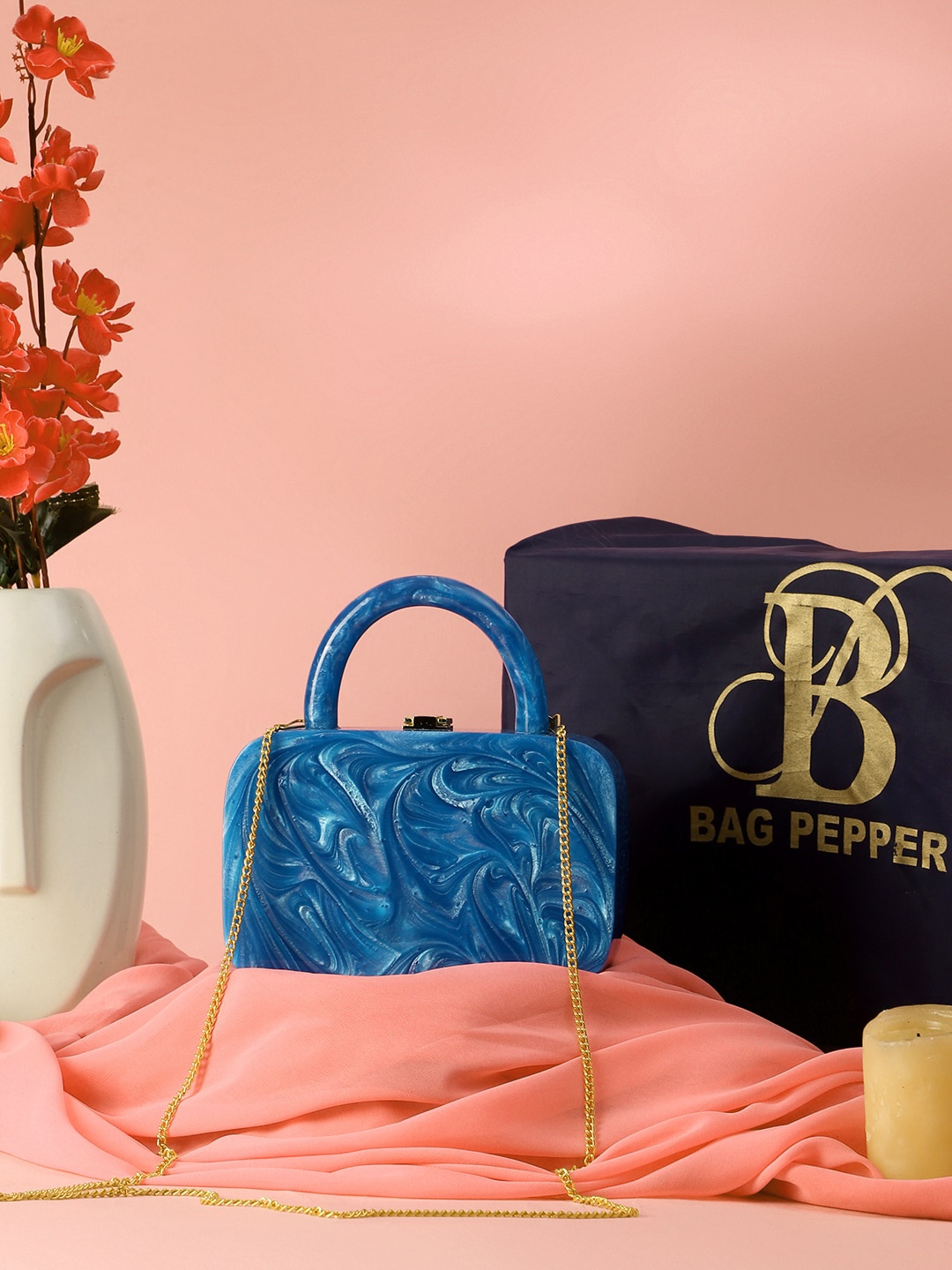 

Bag Pepper Abstract Printed Structured Handheld Bag, Blue