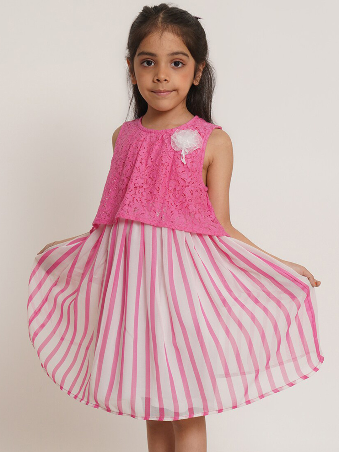 

Creative Girls Striped A-Line Dress, Pink