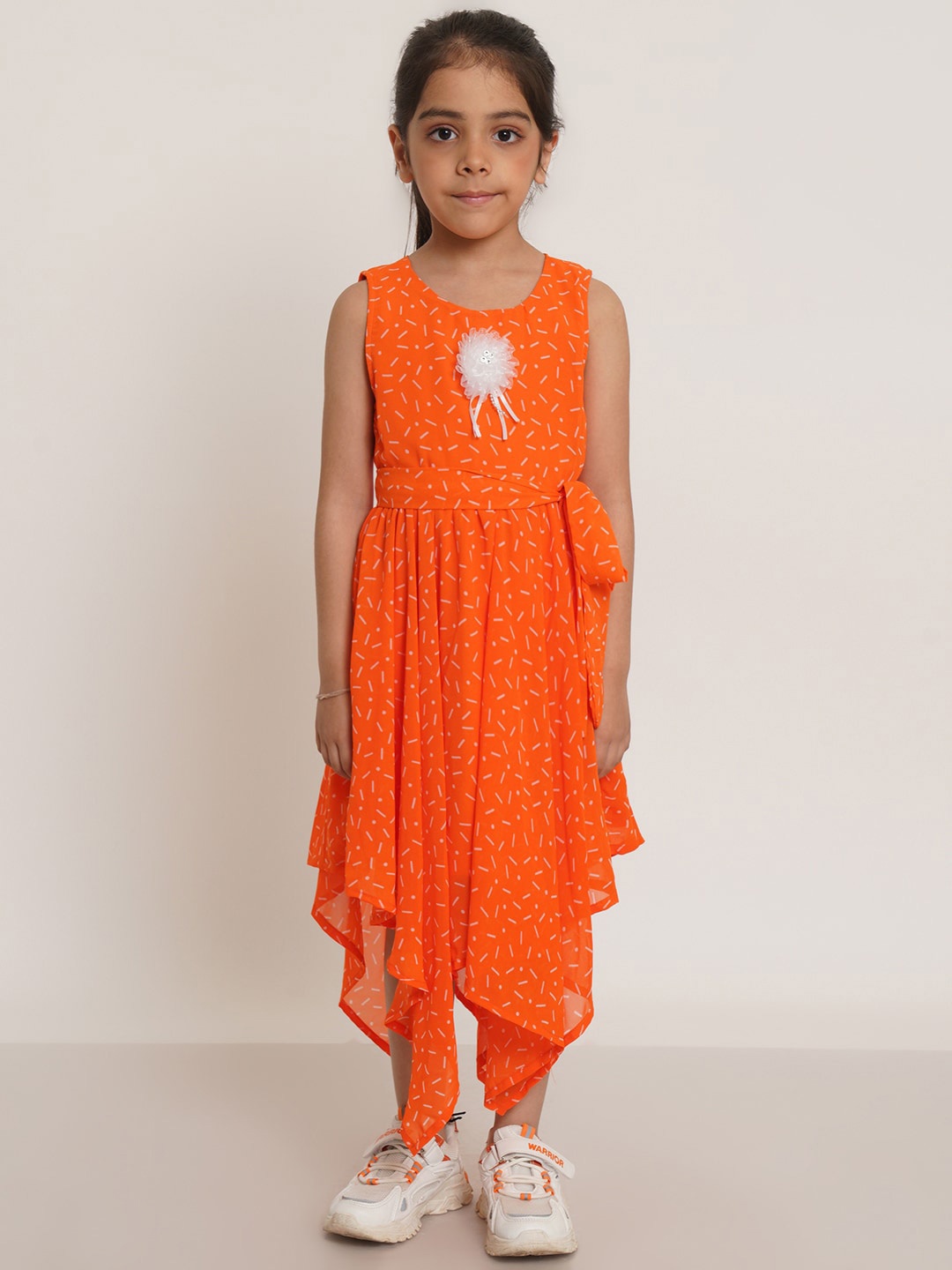 

Creative Girls Floral Print Fit & Flare Midi Dress, Orange