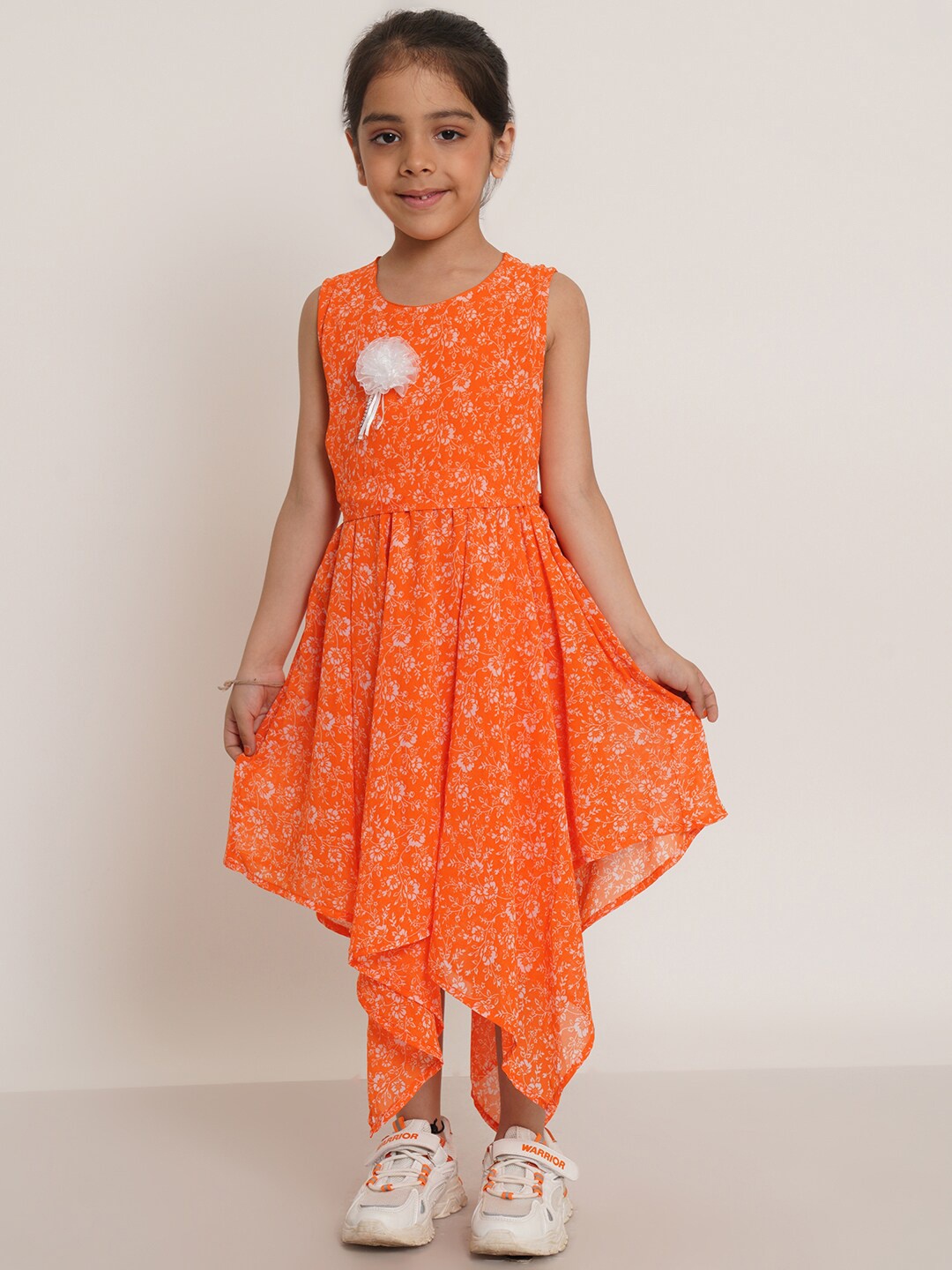 

Creative Girls Floral Print Fit & Flare Midi Dress, Orange