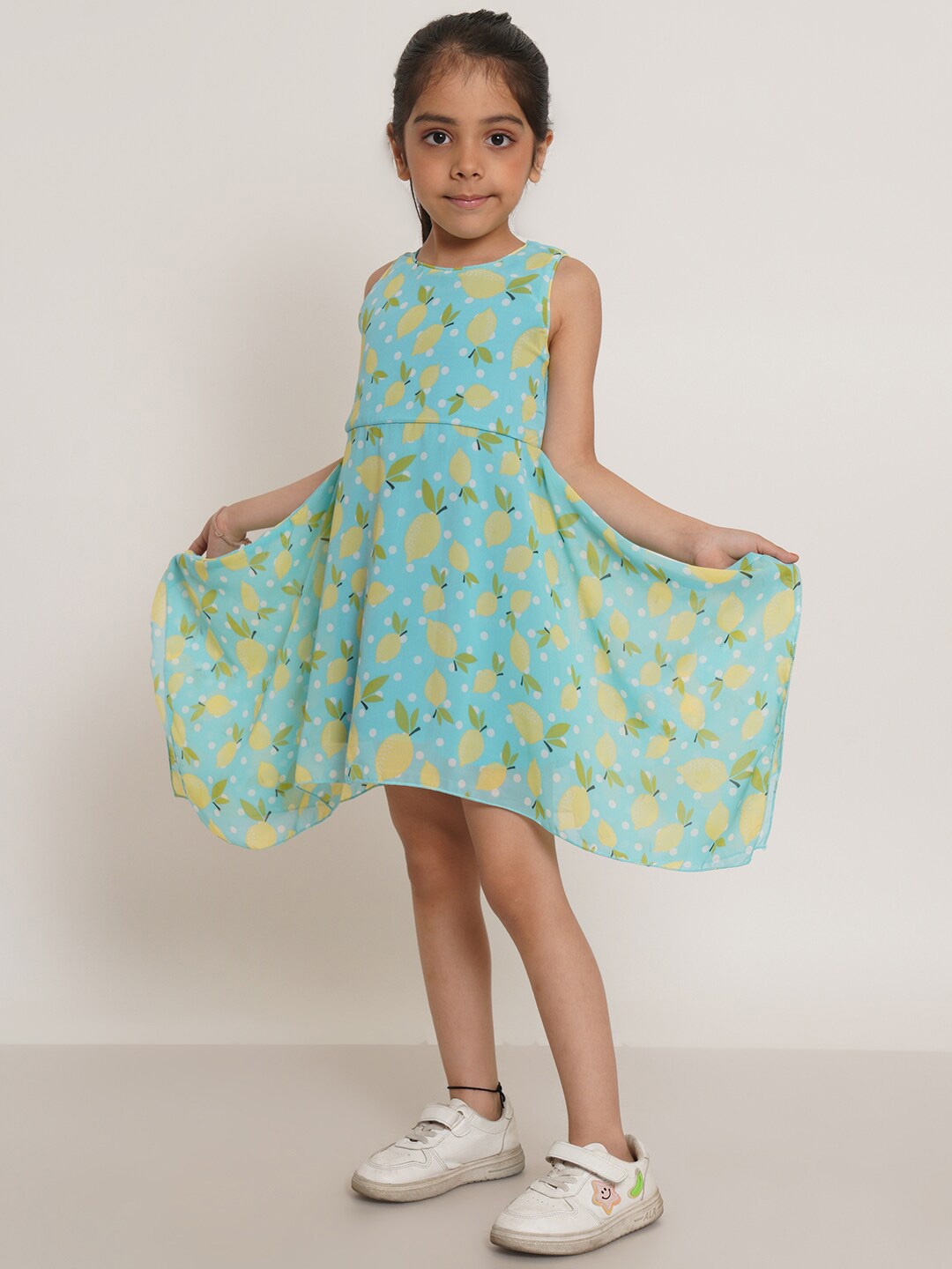 

Creative Girls Print Georgette A-Line Dress, Green