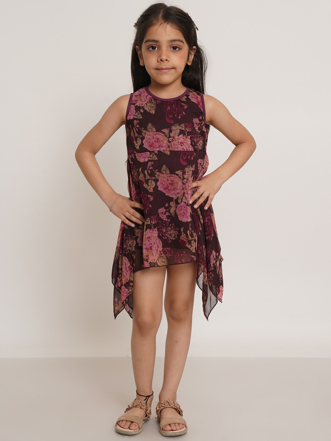 

Creative Girls Floral Print Georgette A-Line Dress, Pink