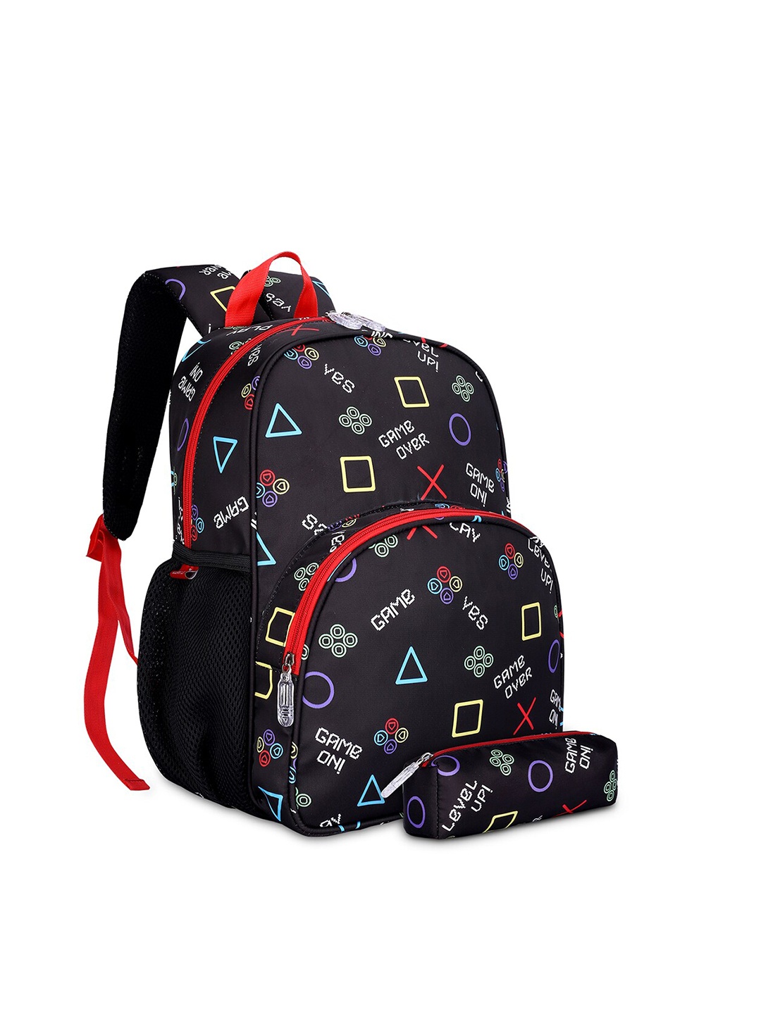 

THE CLOWNFISH Cosmic Critters Kids Printed Water Resistant Ergonomic Backpack With Pouch, Charcoal