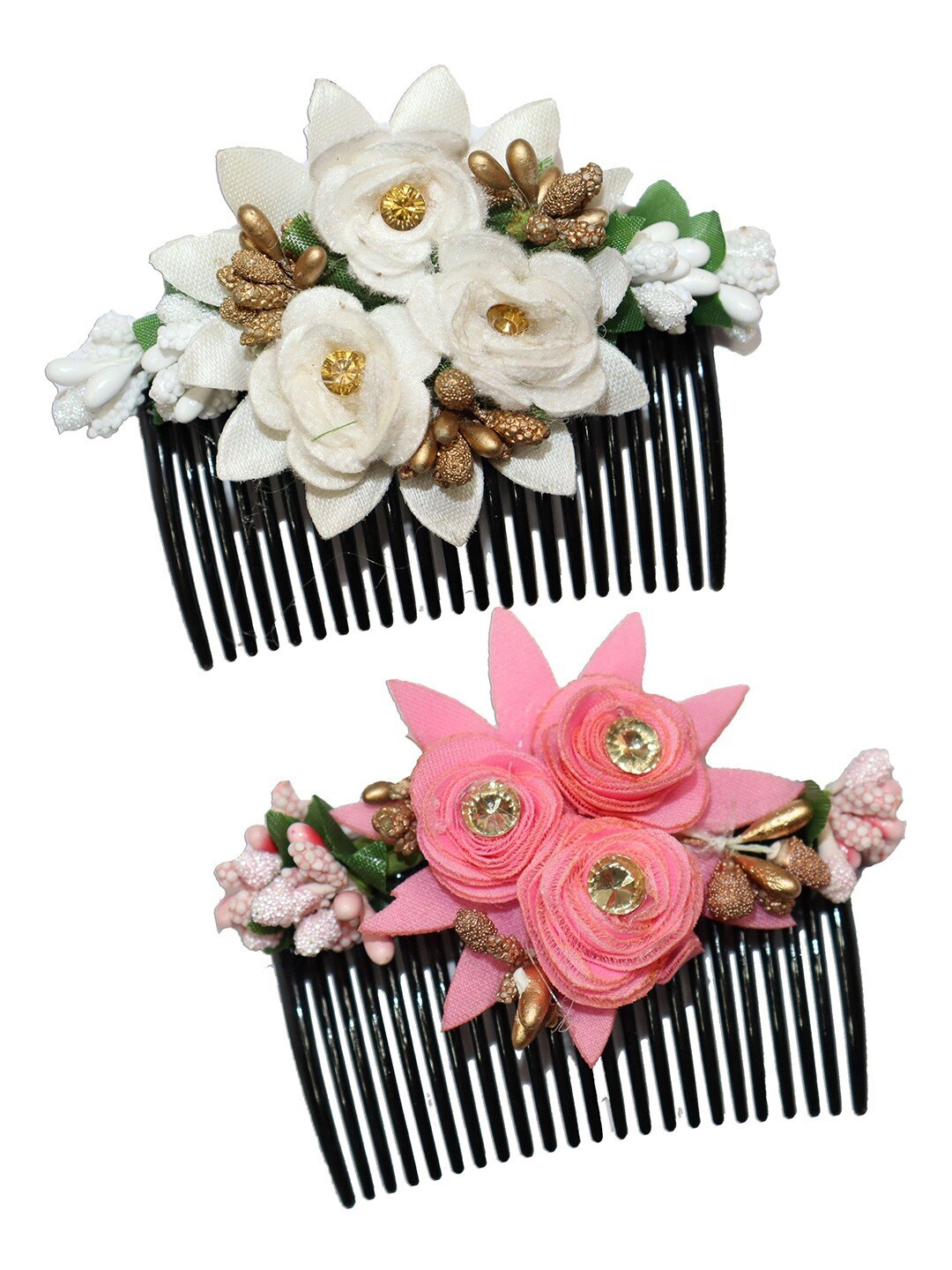

Krelin Women Set of 2 Embellished Acrylic Floral Comb Pin, White