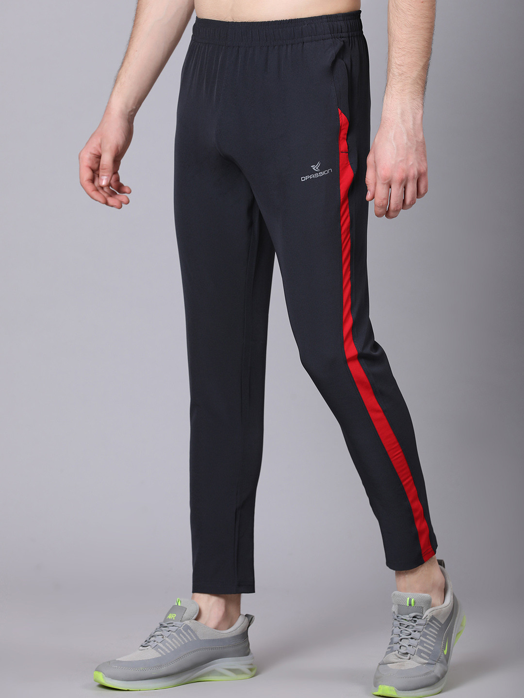 

Dpassion Men Striped Detail Track Pants, Grey