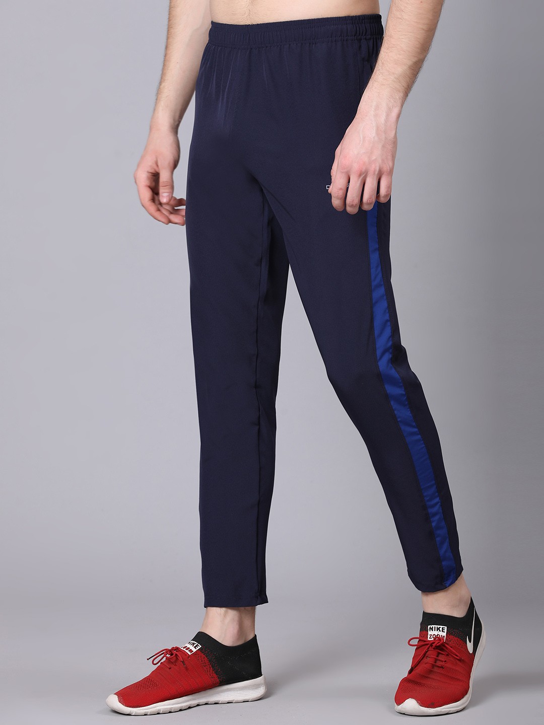 

Dpassion Men Regular Fit Mid-Rise Track Pants, Navy blue