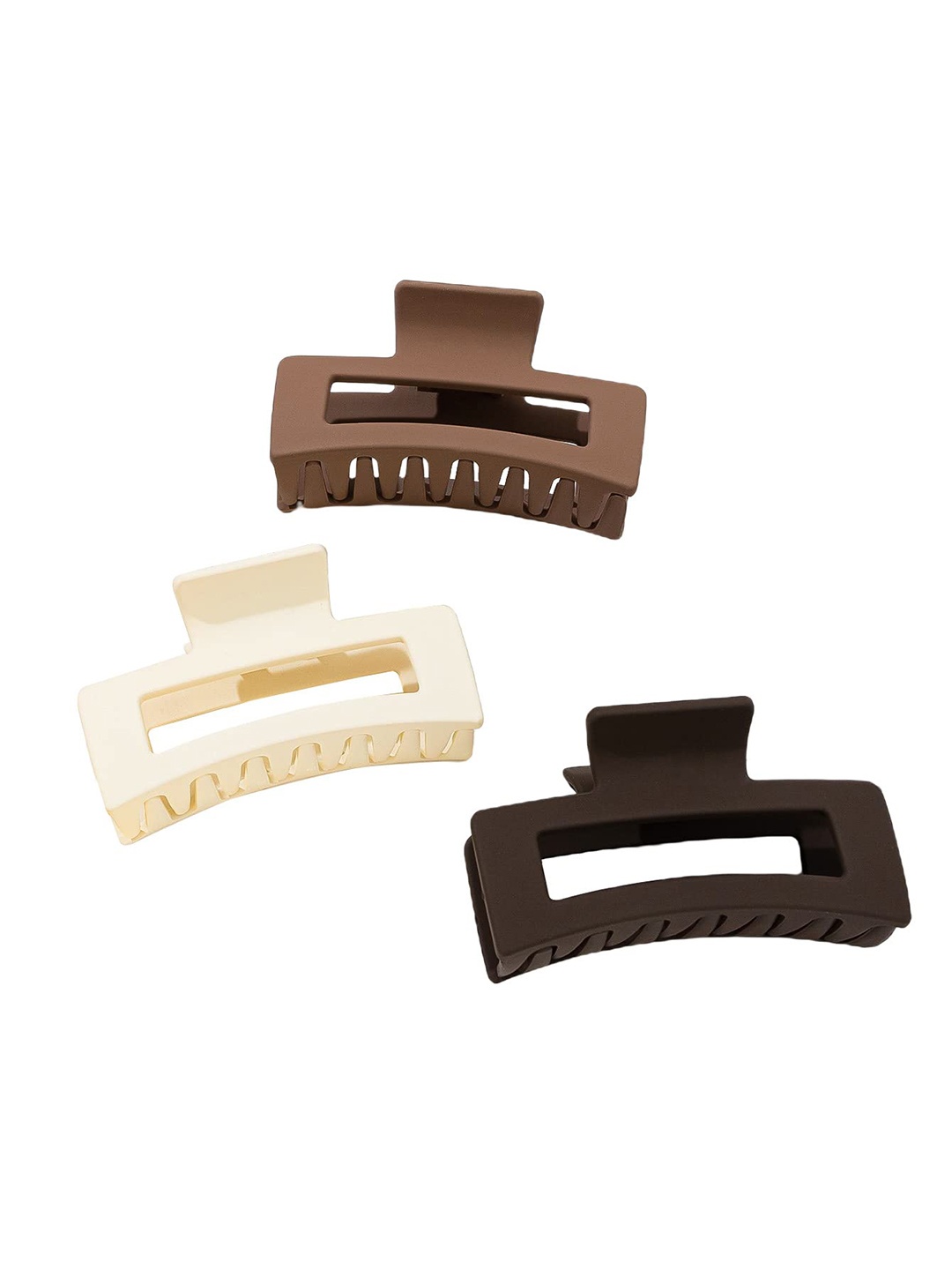 

Krelin Women Set of 3 Matte Rectangular Shape Claw Clip, Brown