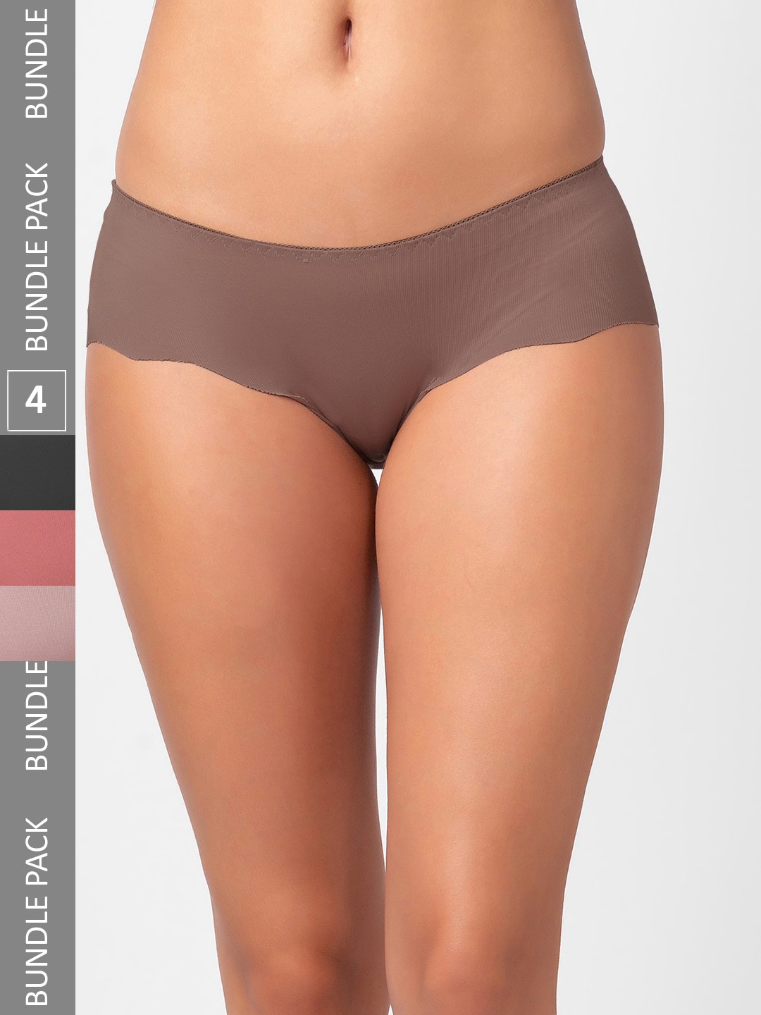 

NOIRA Women Pack Of 4 Assorted Seamless Cotton Hipster Briefs