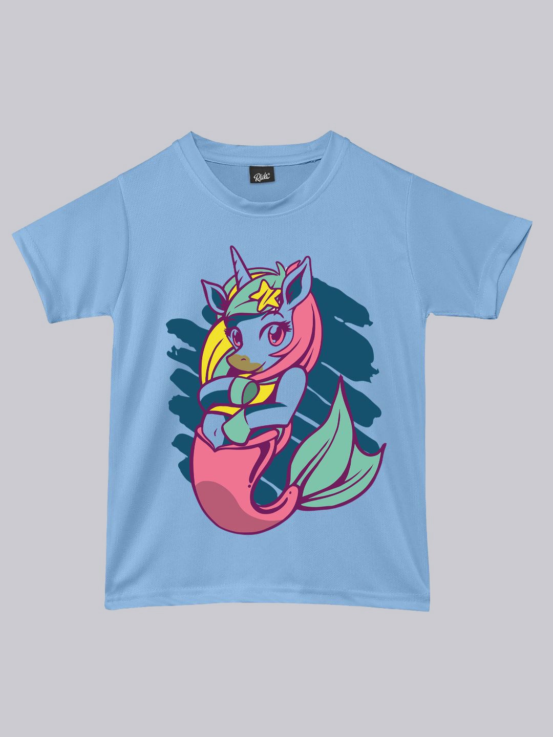 

RISH Kids Unicorn Mermaid Printed Dry Fit Oversized T-shirt, Blue