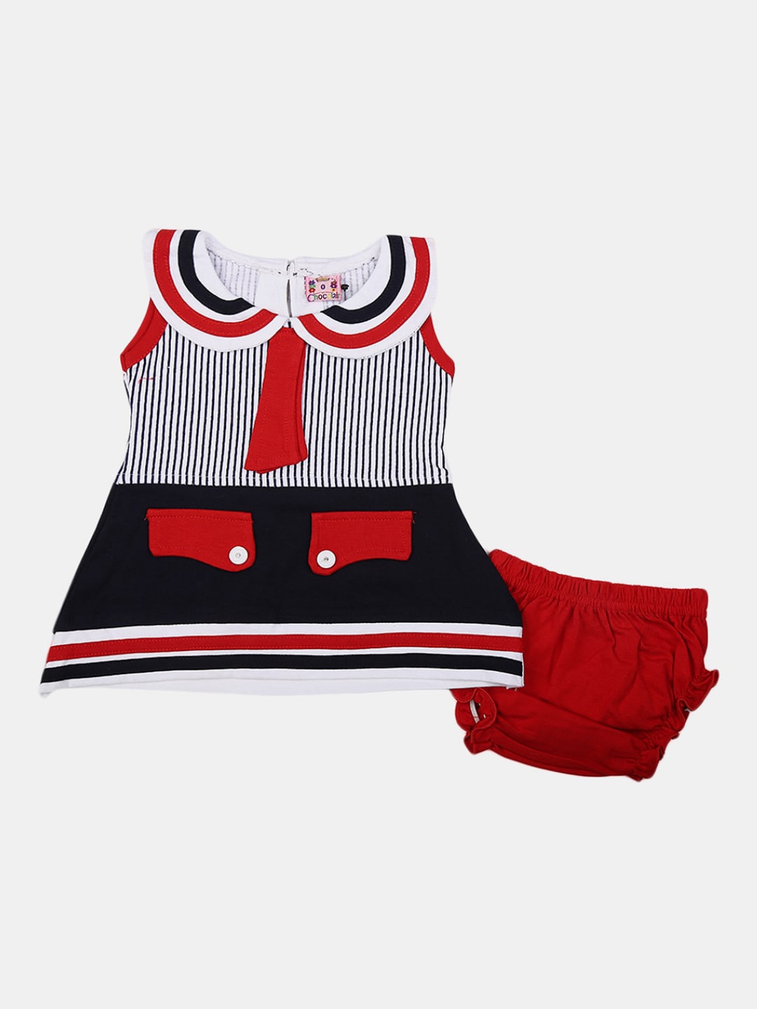 

V-Mart Infant Girls Print Peter Pan Collar A-Line Dress, Blue