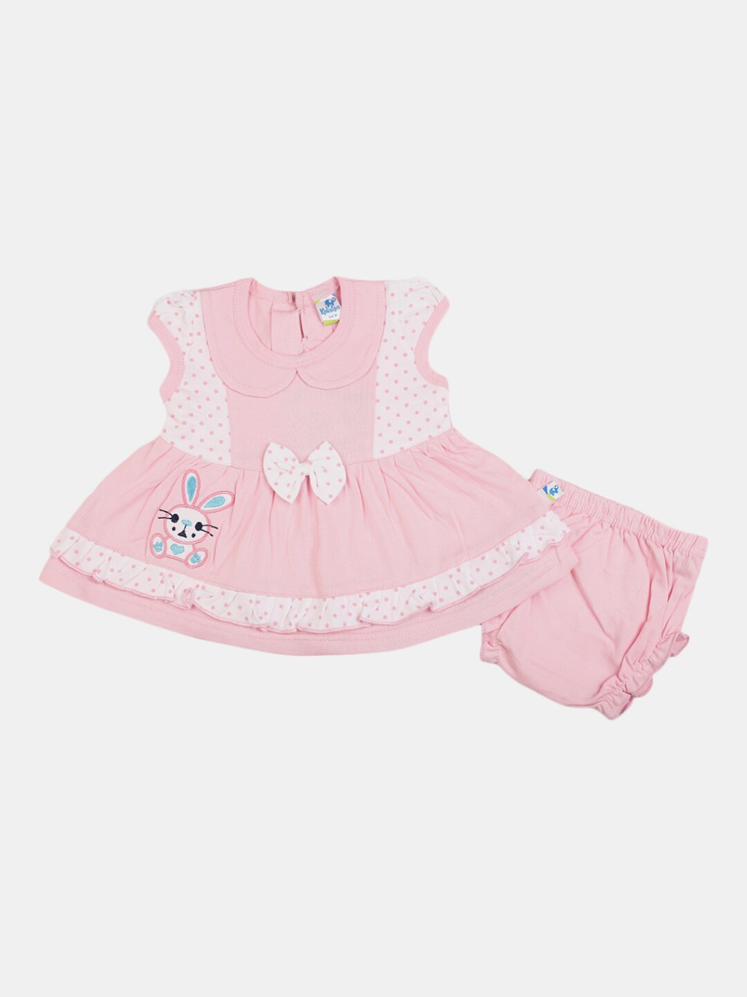 

V-Mart Infants Girls Printed Peter Pan Collar Fit & Flare Cotton Dress, Pink