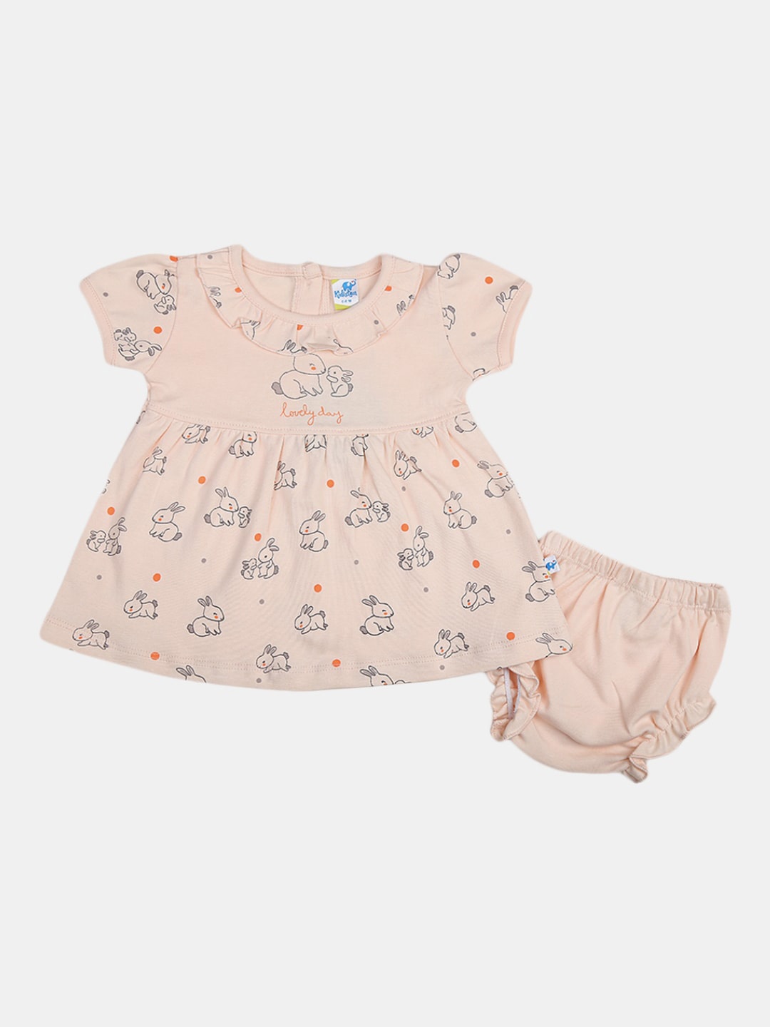 

V-Mart Infant Girls Floral Print Fit & Flare Dress, Peach