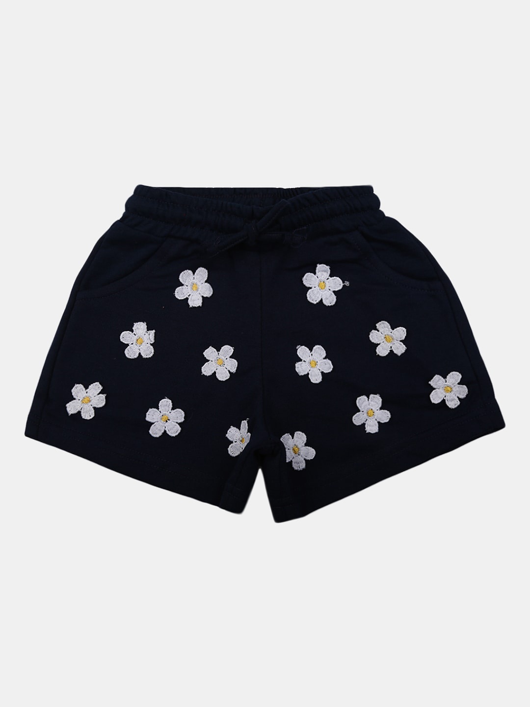 

V-Mart Girls Cotton Floral Printed Denim Shorts, Black