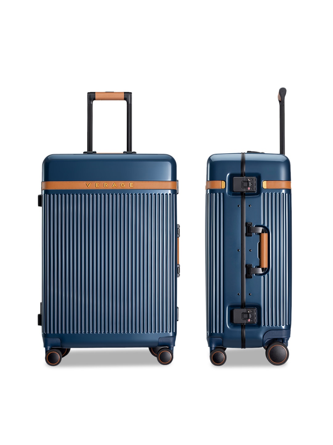 

VERAGE Luxe Windsor Aluminum Hard Side Spinner Luggage Check In Suitcase, Blue