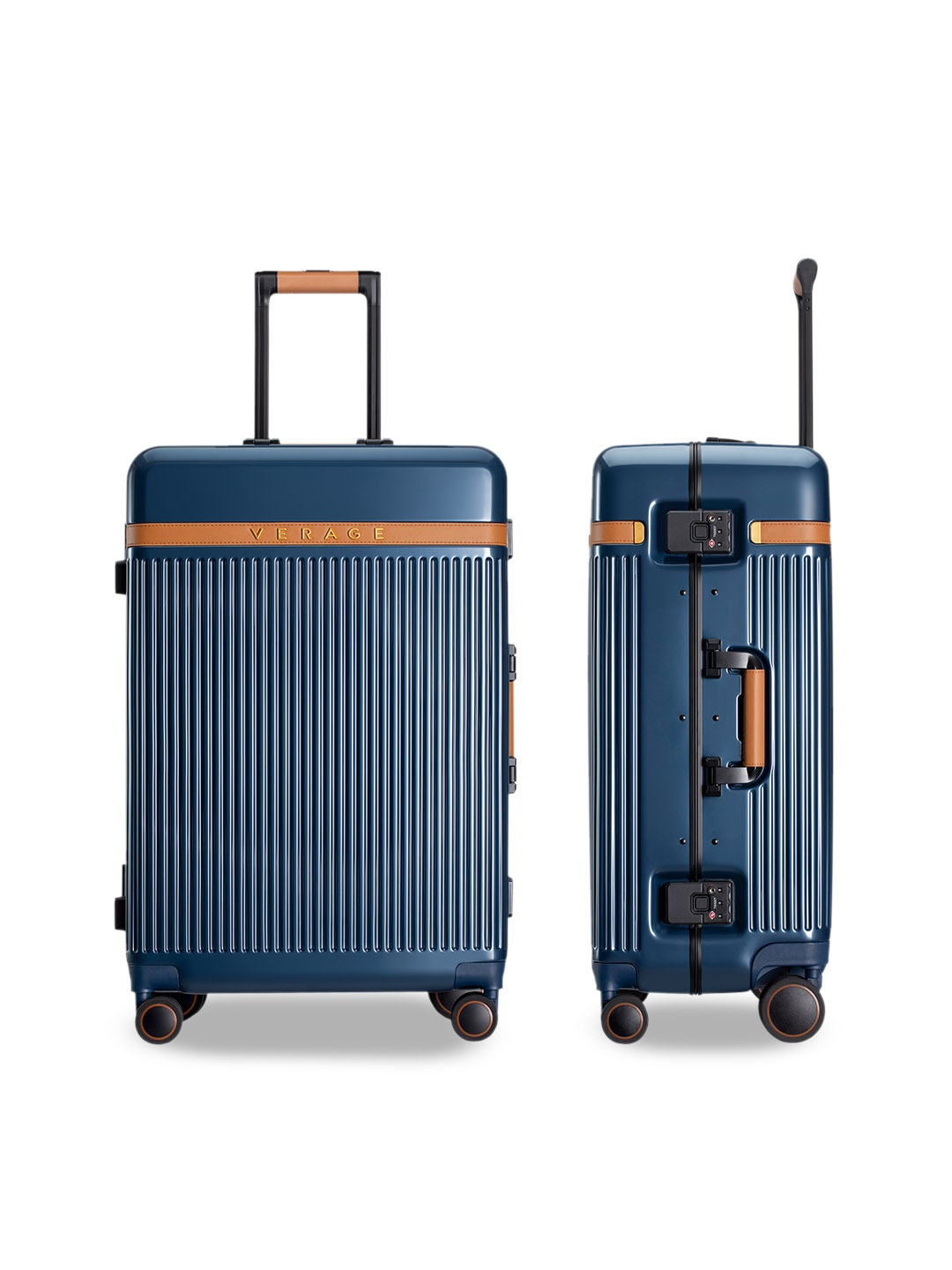 

VERAGE Luxe Windsor Aluminum Hard Side Spinner Luggage Check In Suitcase, Blue