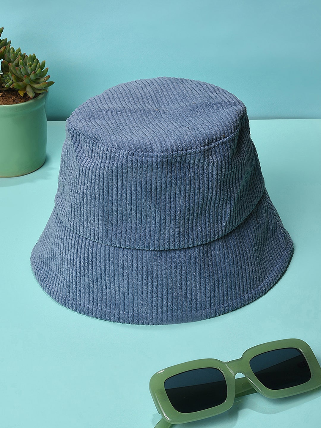 

French Accent Men Corduroy Bucket Hat, Blue