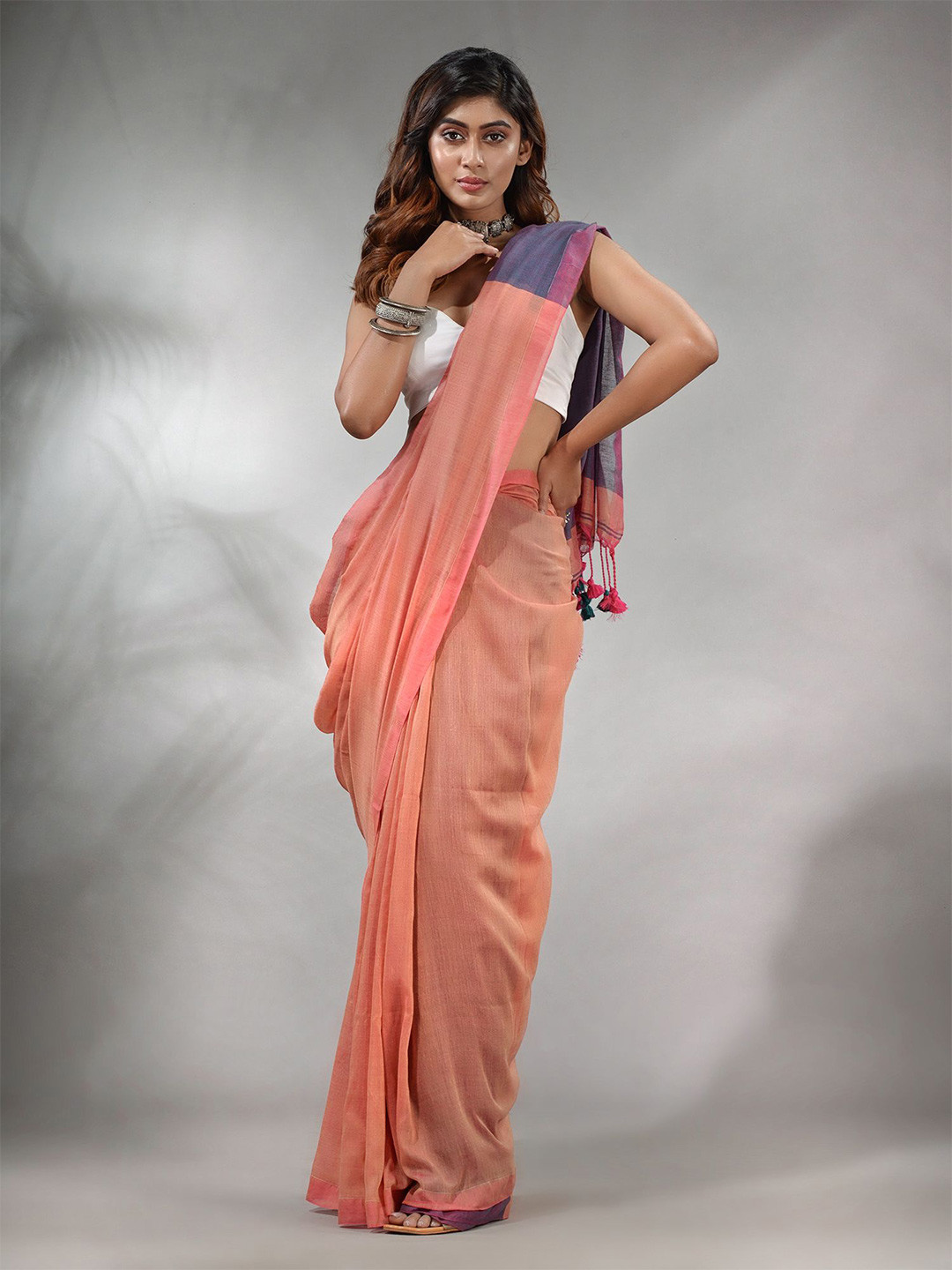 

Charukriti Pure Cotton Saree, Peach