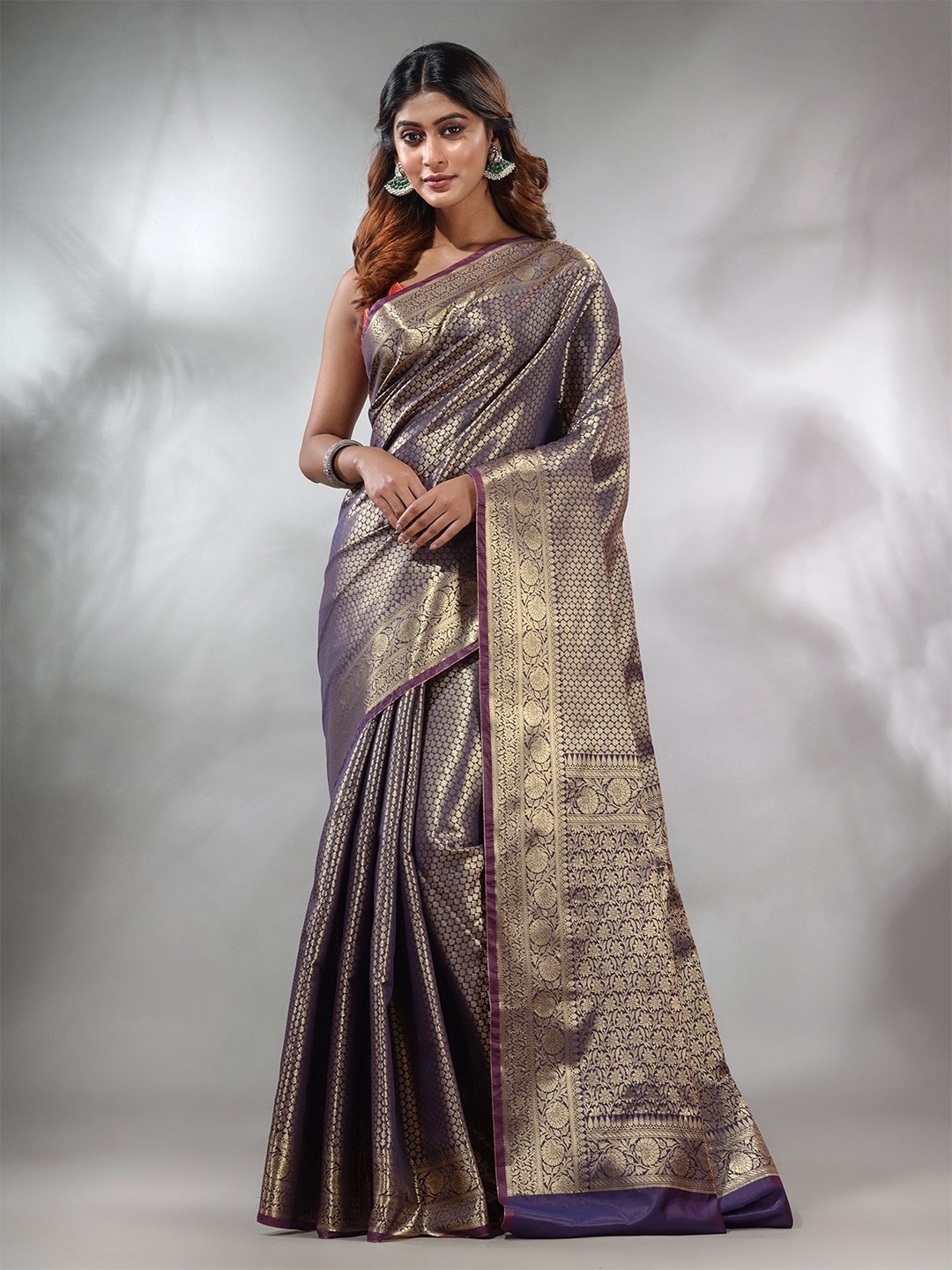 

Charukriti Ethnic Woven Design Zari Brocade Saree, Navy blue