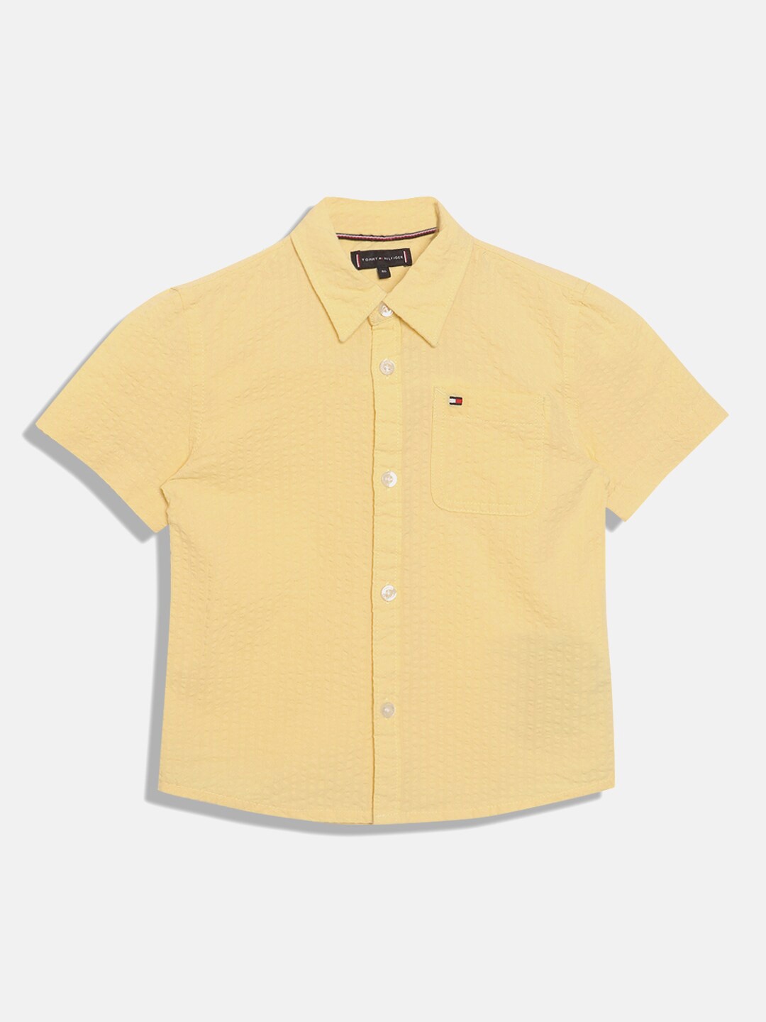 

Tommy Hilfiger Boys Opaque Spread Collar Cotton Casual Shirt, Yellow