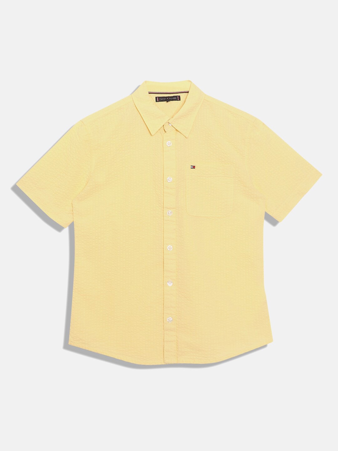 

Tommy Hilfiger Boys Opaque Spread Collar Cotton Casual Shirt, Yellow