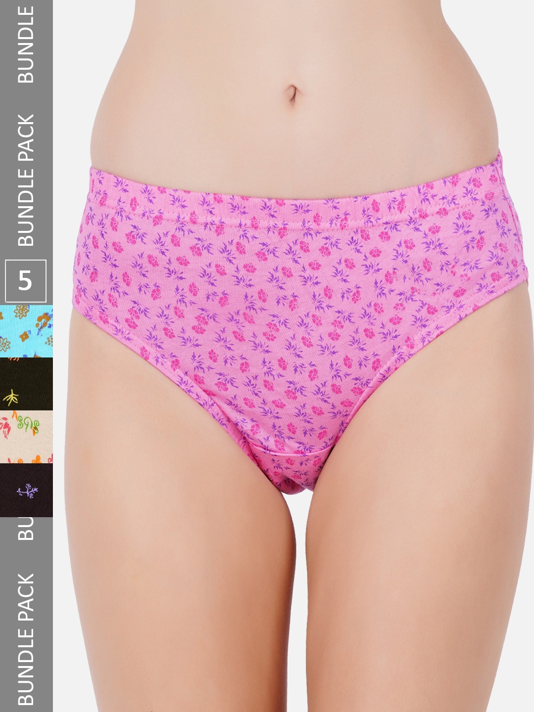 

PRIDE APPAREL Women Pack Of 6 Printed Pure Cotton Hipster Briefs, Turquoise blue