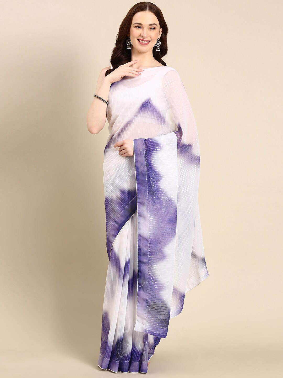 

Anouk Sequinned Pure Georgette Saree, White
